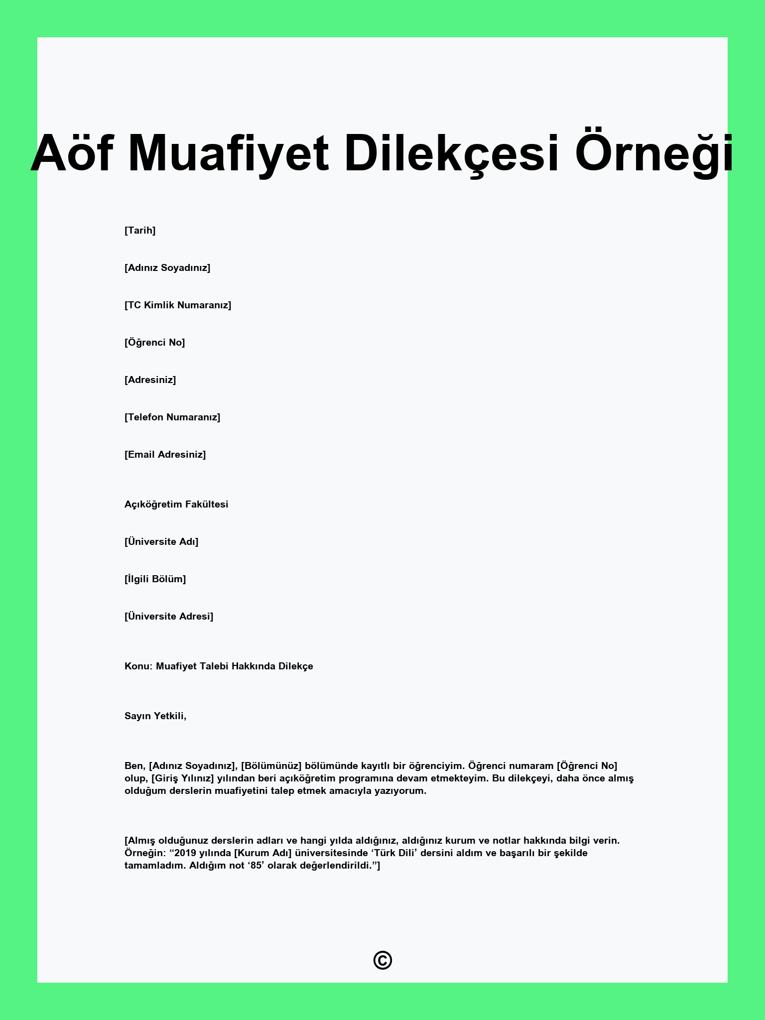 Aöf Muafiyet Dilekçesi Örneği