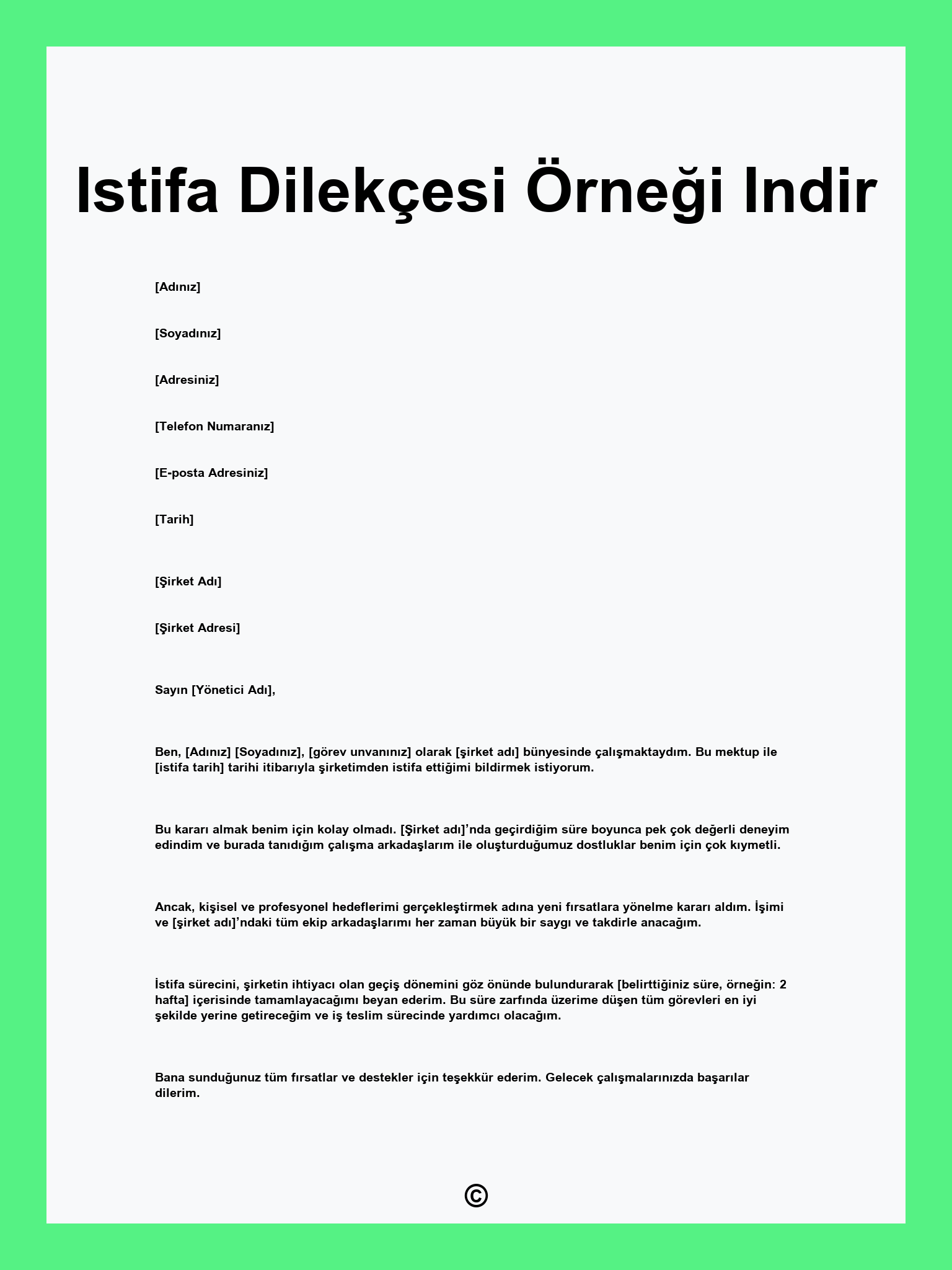 Istifa Dilekçesi Örneği Indir