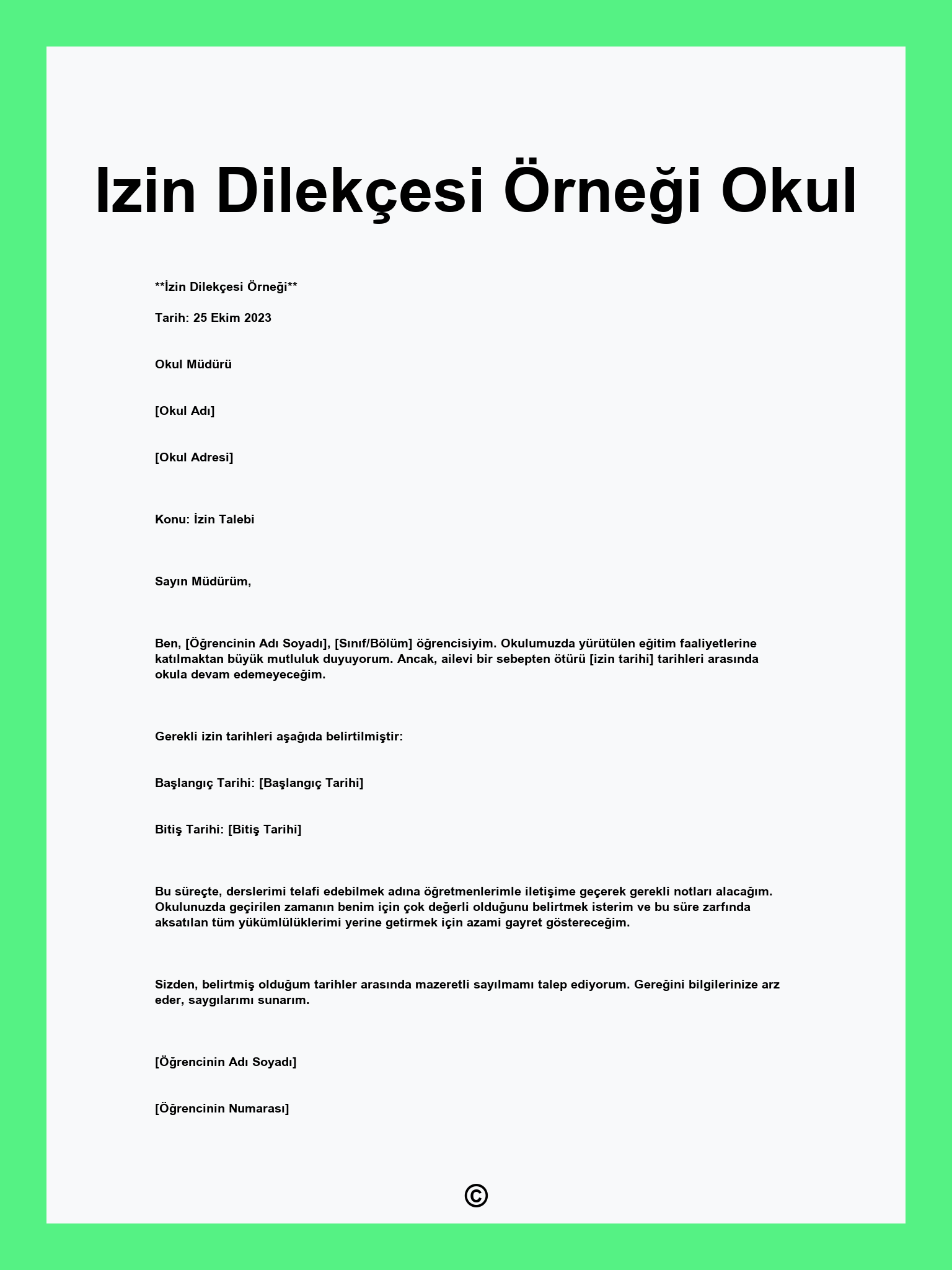 Izin Dilekçesi Örneği Okul