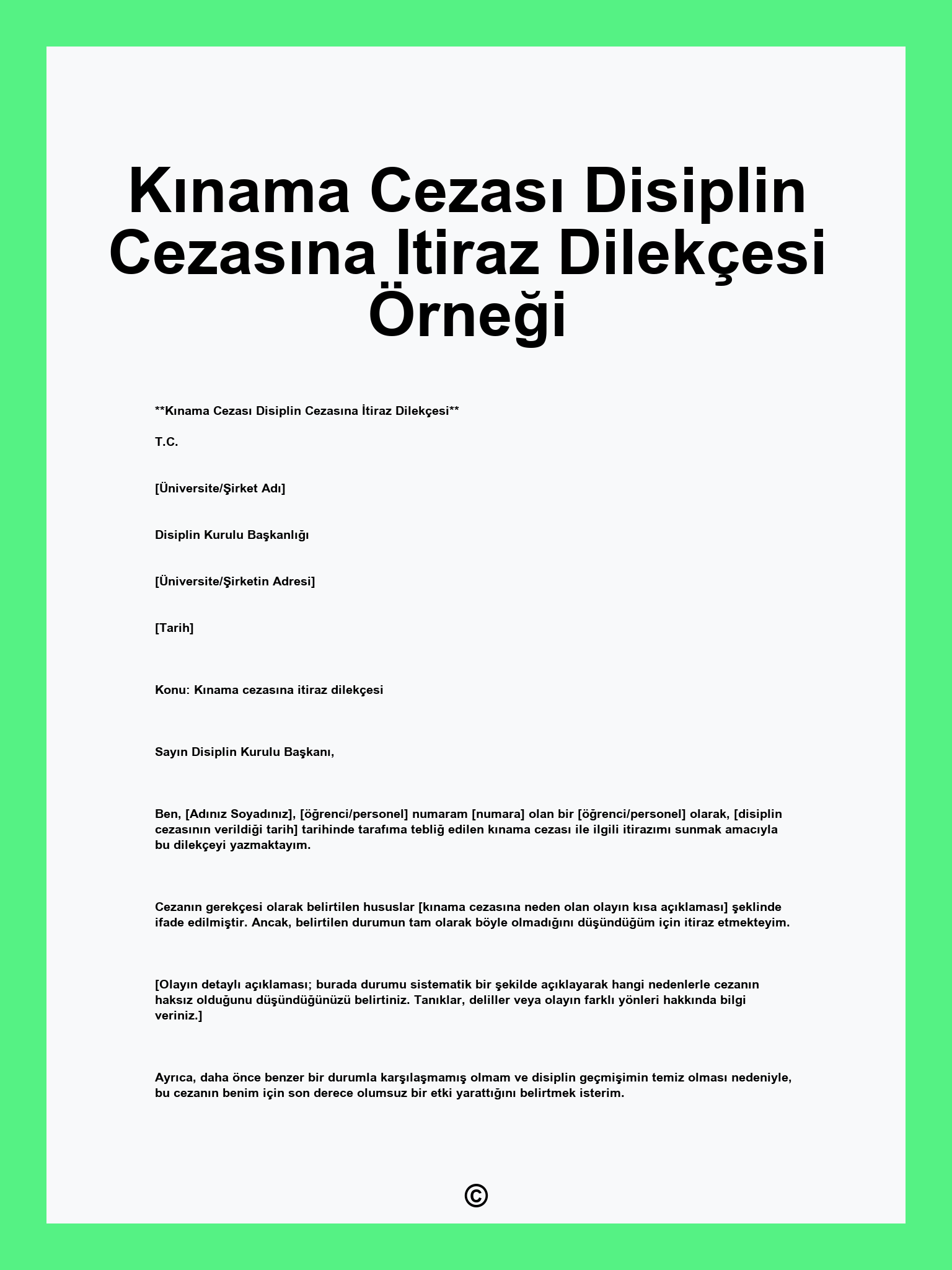 Kınama Cezası Disiplin Cezasına Itiraz Dilekçesi Örneği