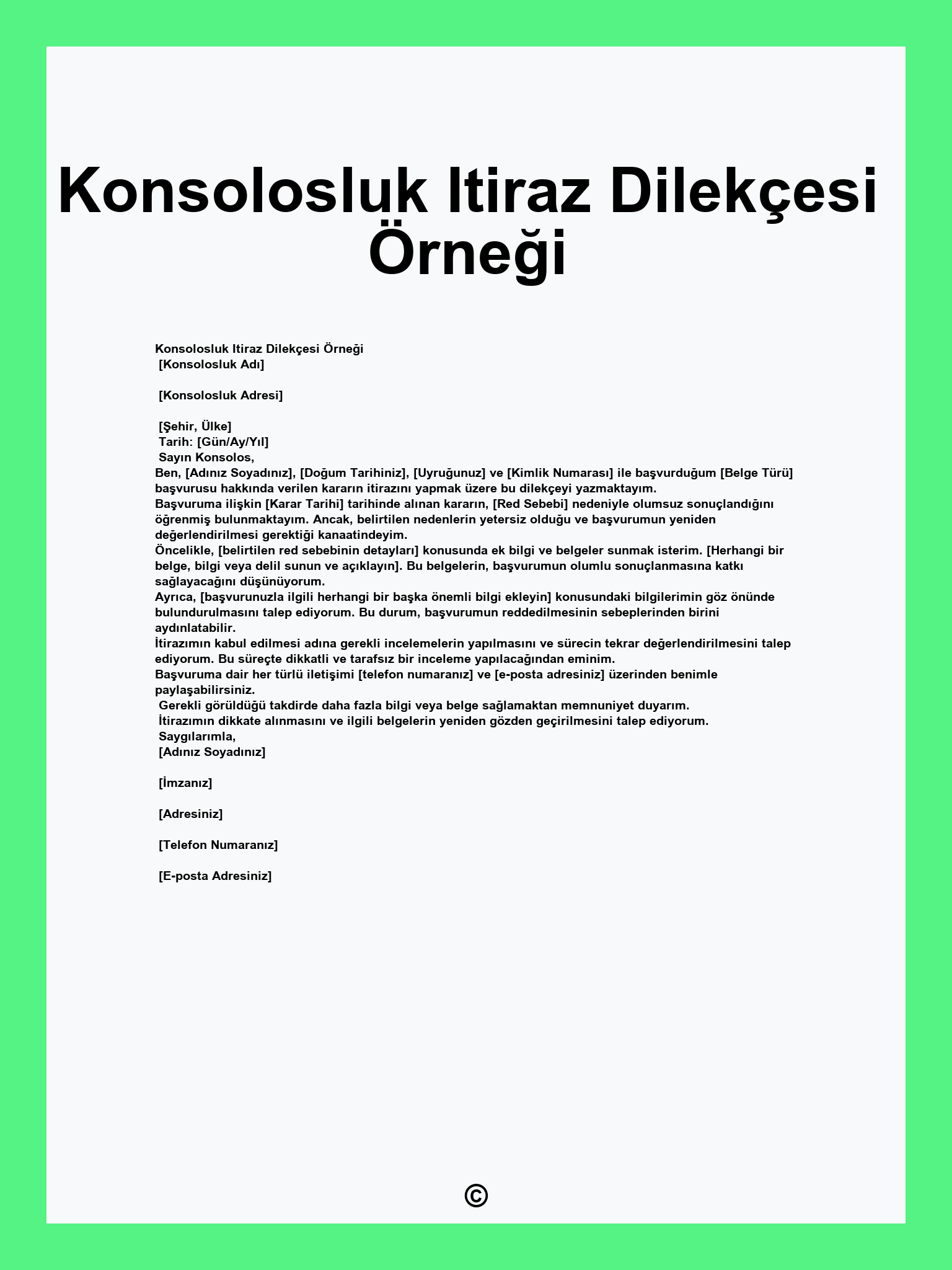 Konsolosluk Itiraz Dilekçesi Örneği