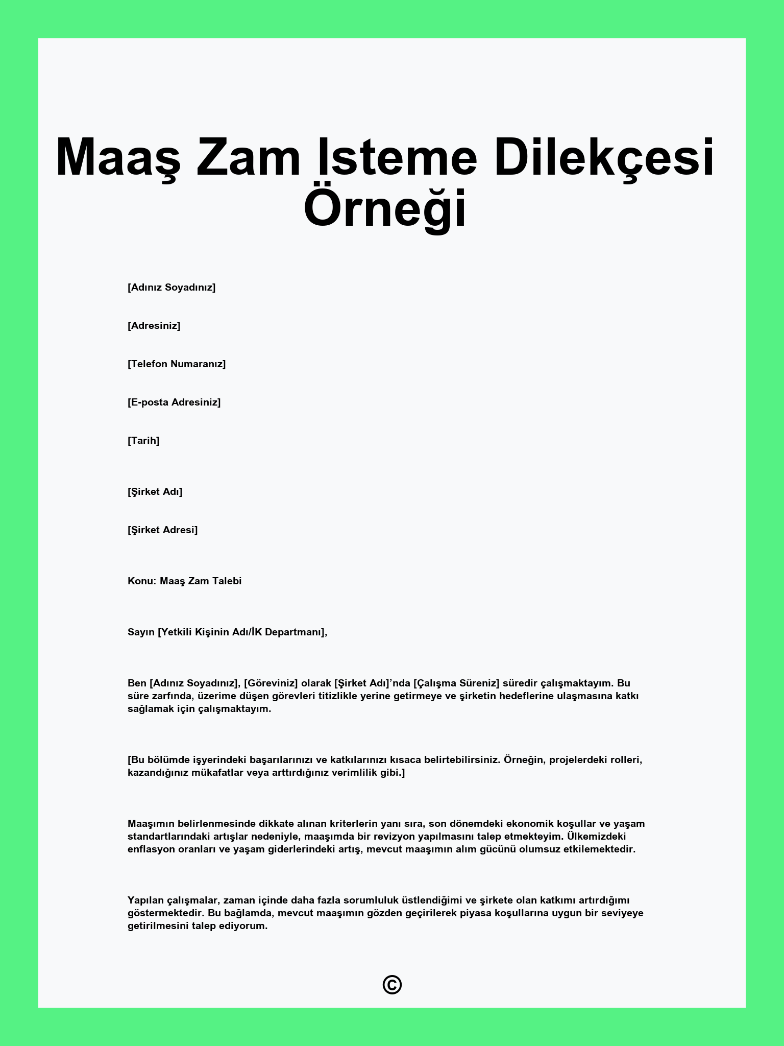 Maaş Zam Isteme Dilekçesi Örneği
