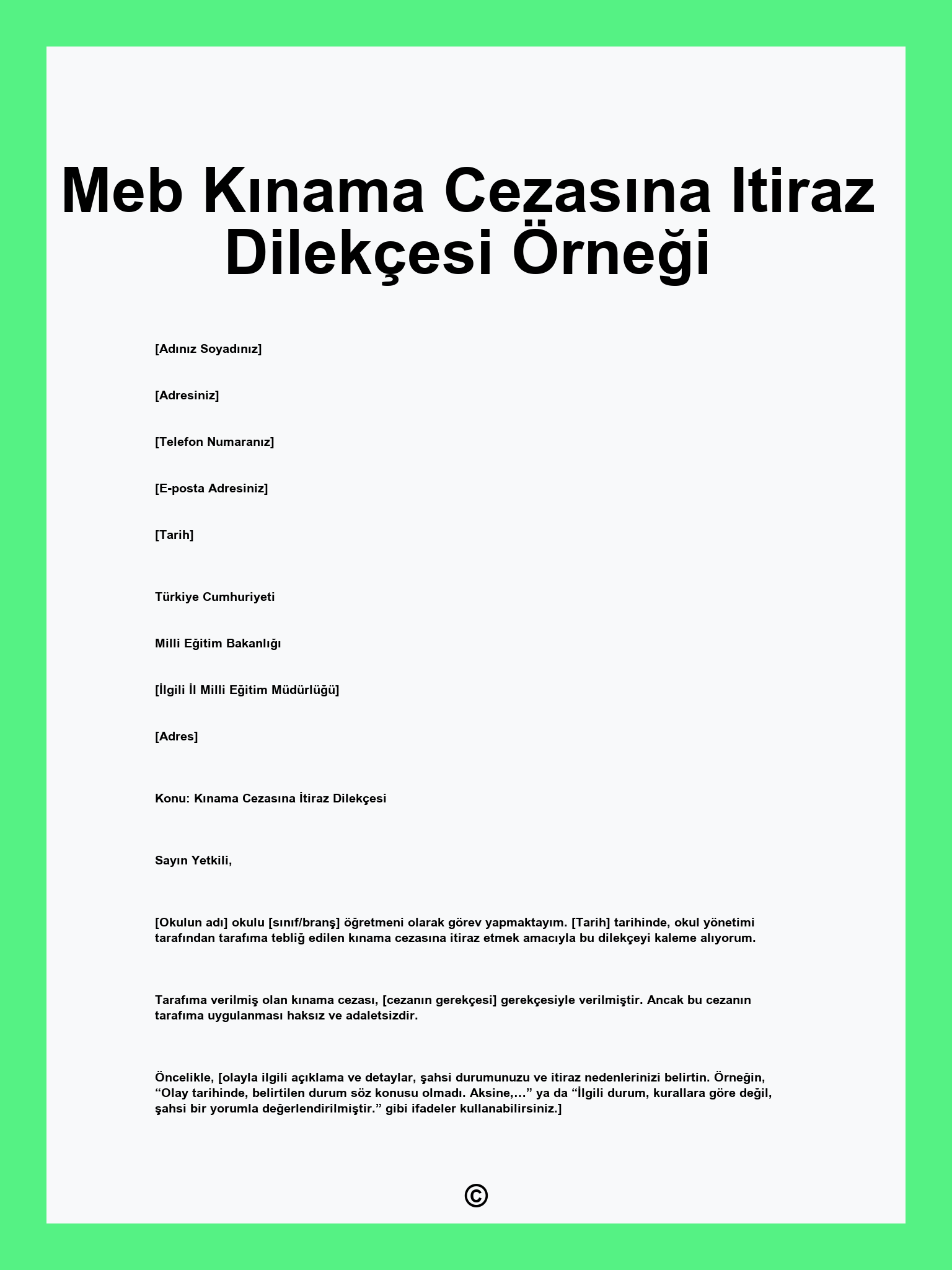 Meb Kınama Cezasına Itiraz Dilekçesi Örneği