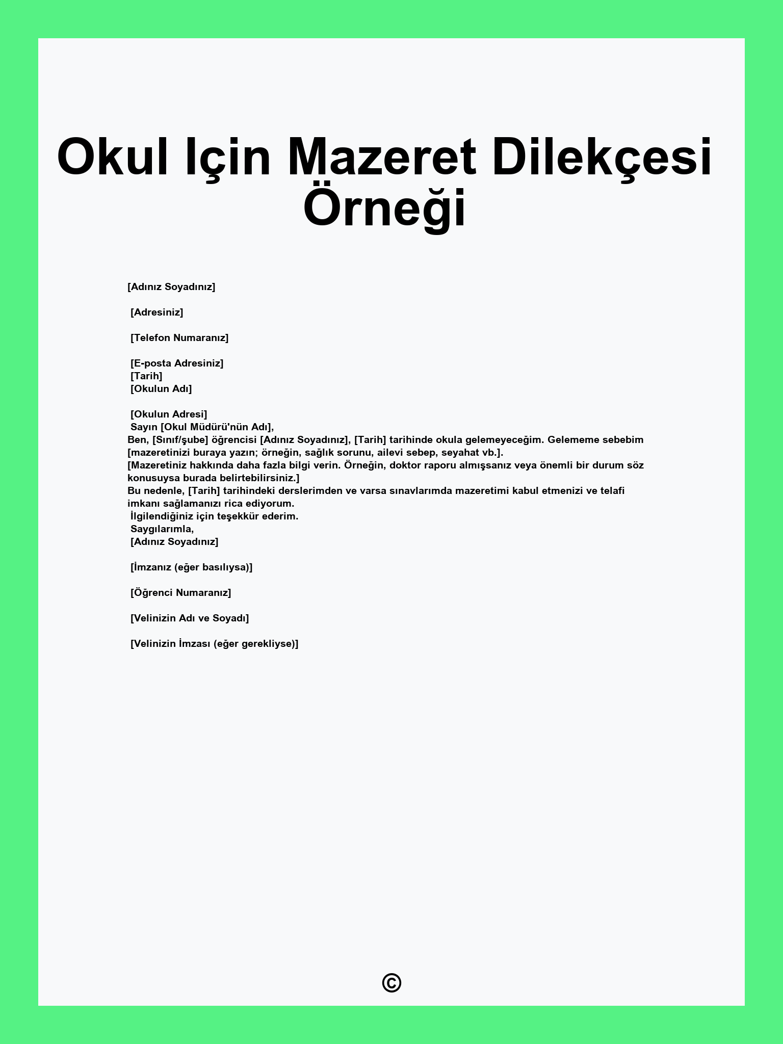 Okul Için Mazeret Dilekçesi Örneği