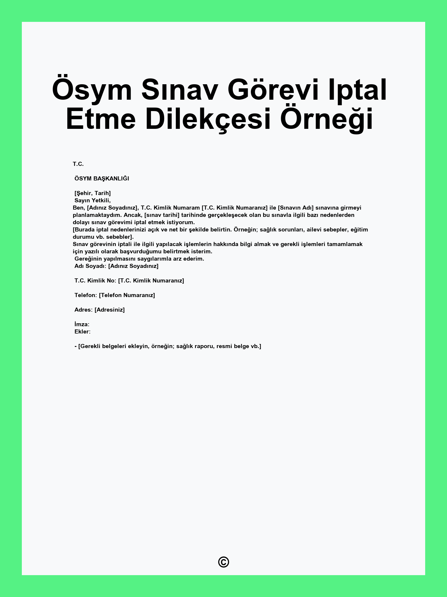 Ösym Sınav Görevi Iptal Etme Dilekçesi Örneği