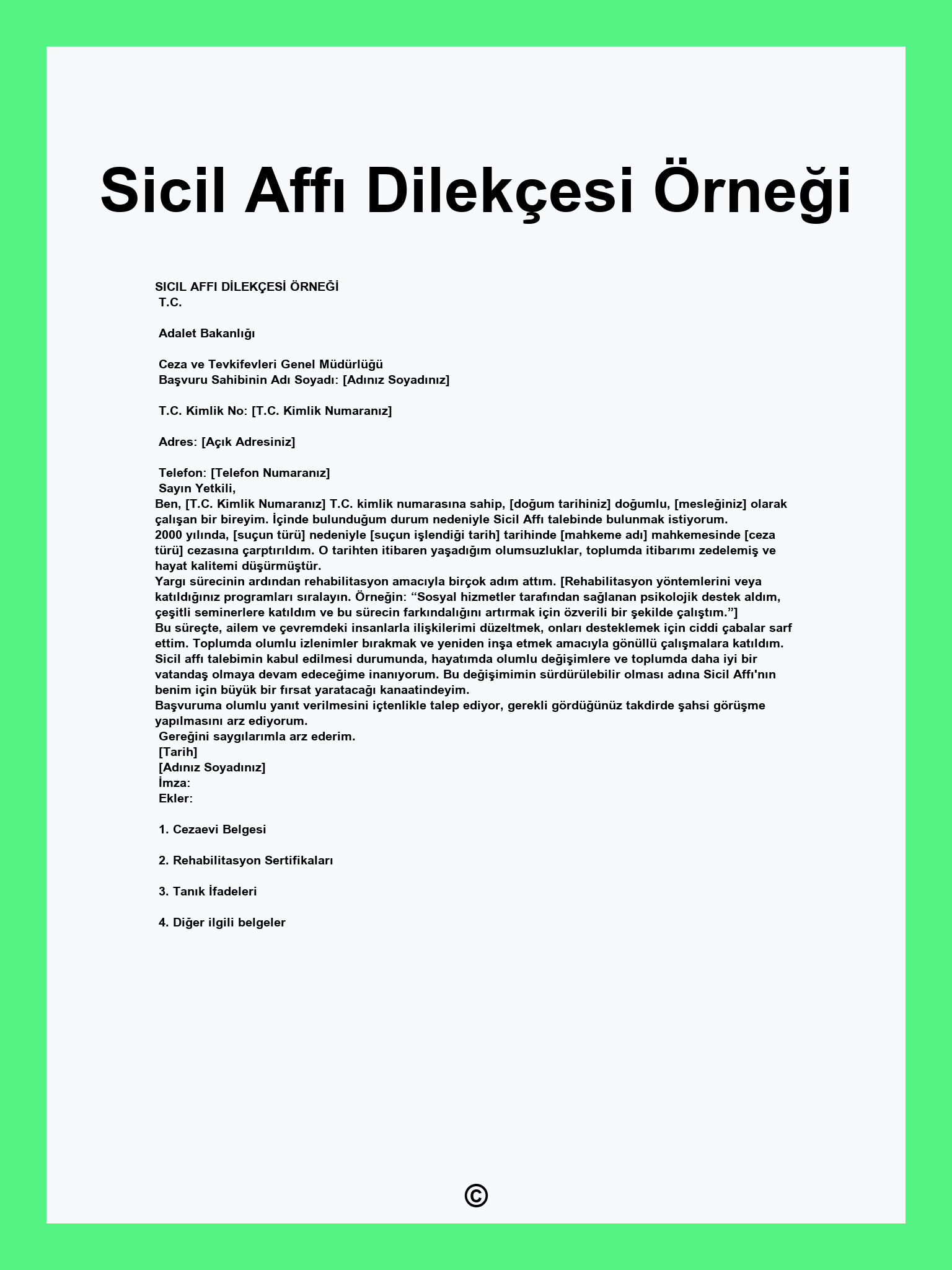 Sicil Affı Dilekçesi Örneği