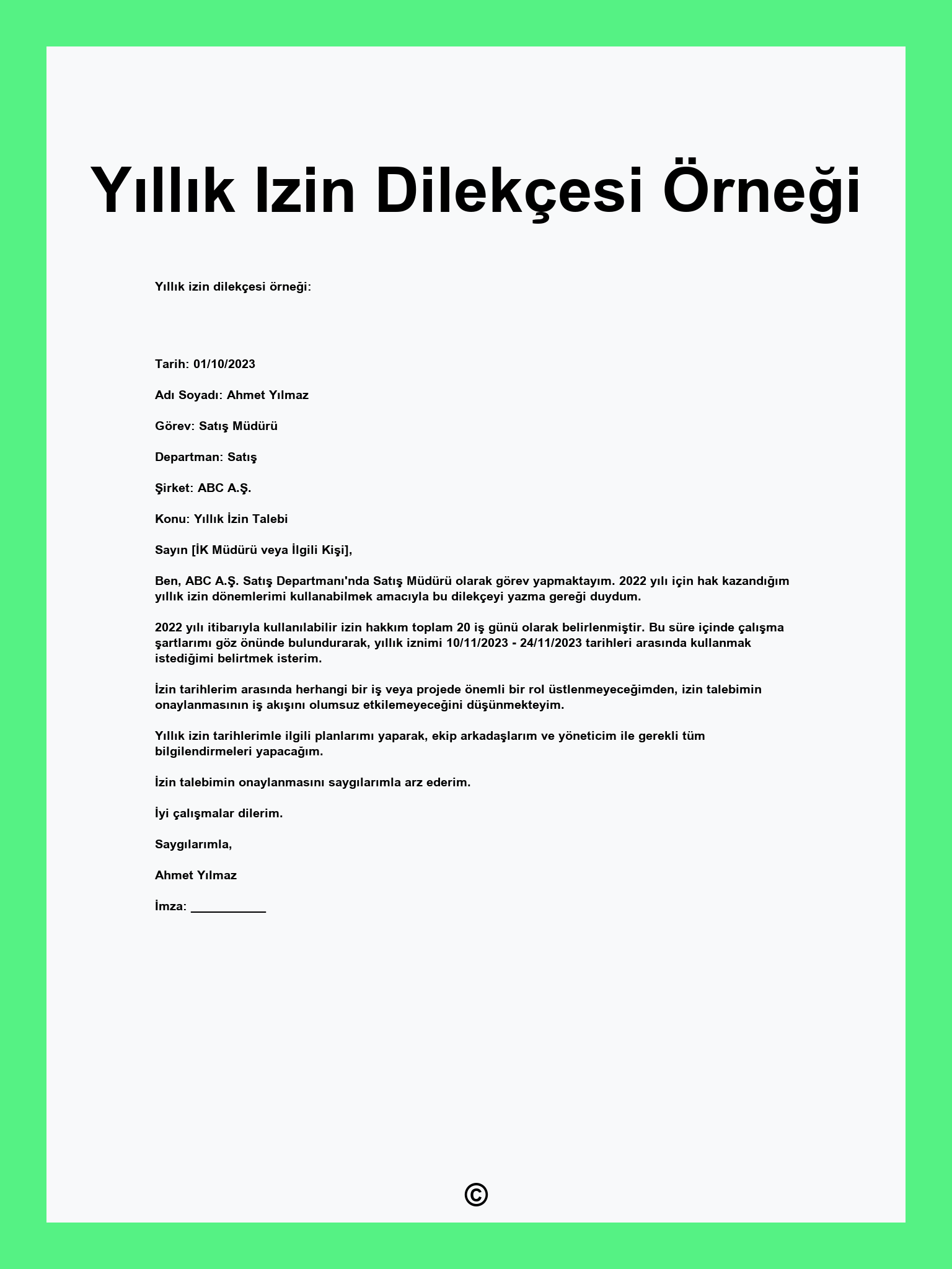 Y ll k Izin Dilek esi rne i Y ll k Izin Dilek esi rne i